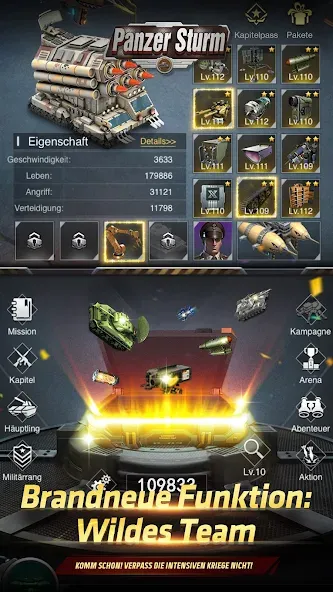 Скачать Panzer Sturm MOD APK — Много ресурсов и усиленная броня — скриншот 1