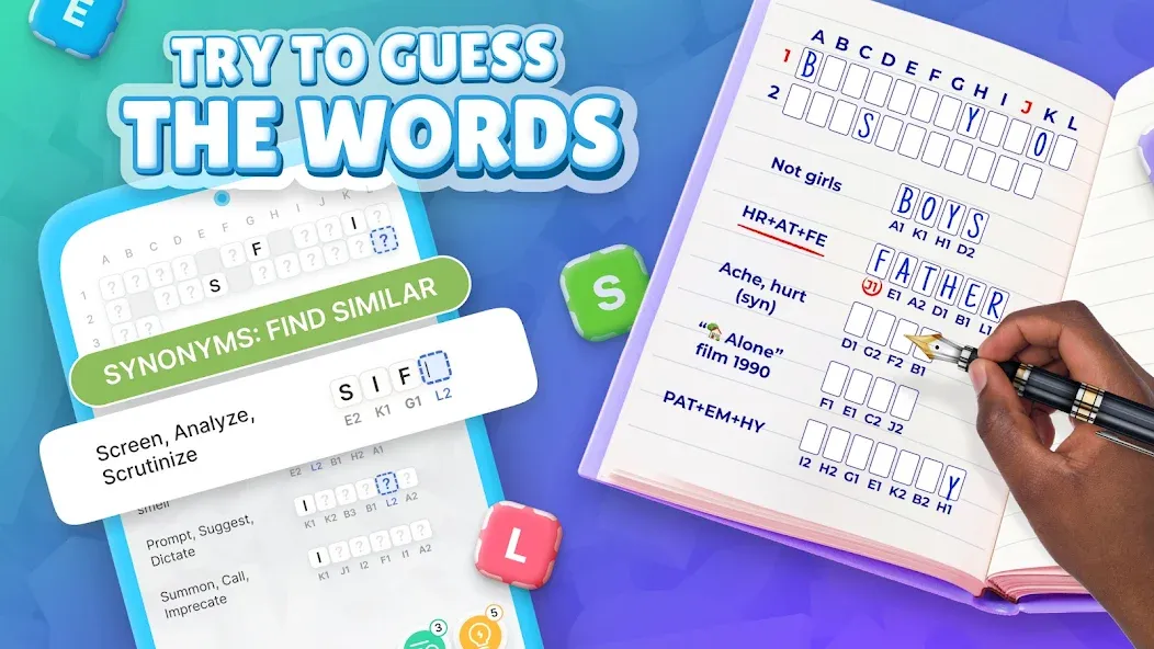 Acrostics－Cross Word Puzzles на Андроид — Мод Безлимитные подсказки и монеты — скриншот 1