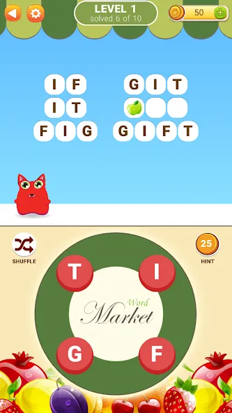 Скачать Word Market MOD APK — Безлимитные подсказки и монеты — скриншот 1
