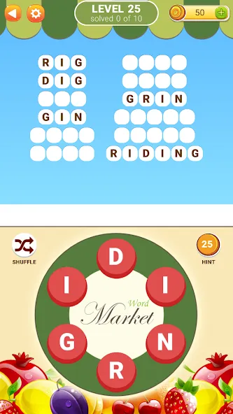 Взломанная Word Market 2 на Андроид — Безлимитные деньги и подсказки — скриншот 3