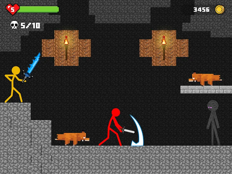Stick-man Battle - Craft World на Андроид — Безлимитные ресурсы и усиленное оружие — скриншот 1