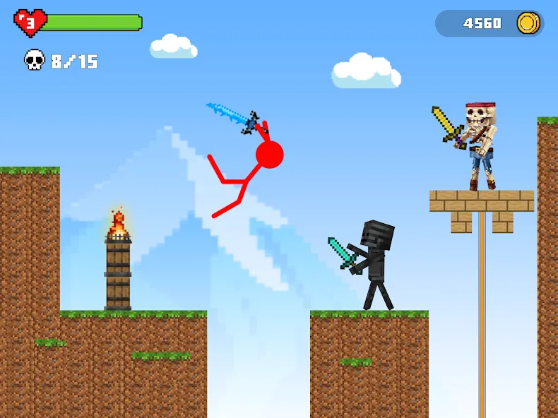 Stick-man Battle - Craft World на Андроид — Безлимитные ресурсы и усиленное оружие — скриншот 2