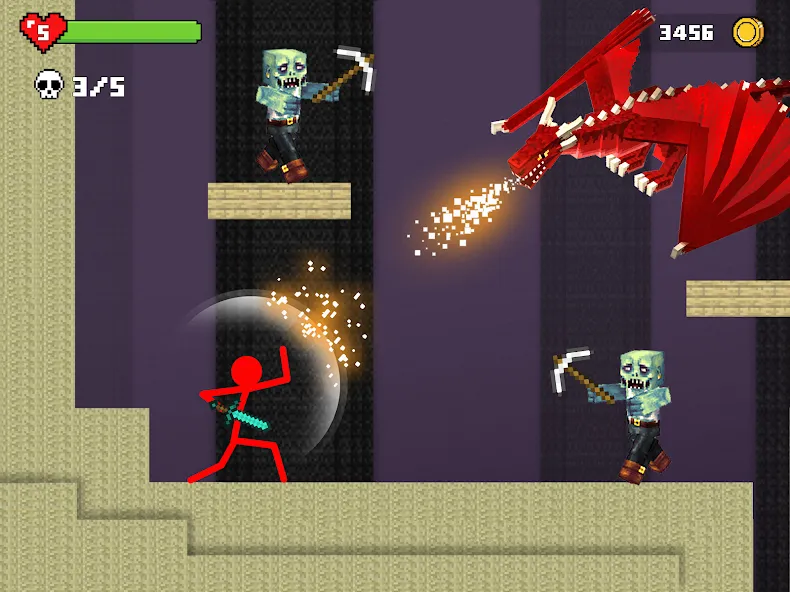 Stick-man Battle - Craft World на Андроид — Безлимитные ресурсы и усиленное оружие — скриншот 4