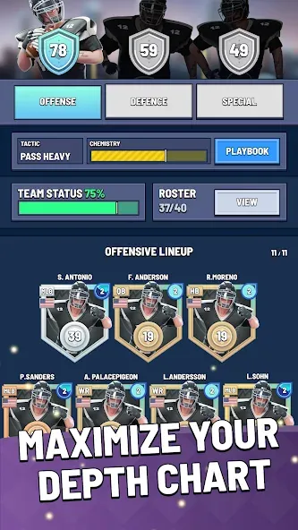 Blitz Football Franchise 2024 MOD — Безлимитные деньги и энергия на Андроид — скриншот 4 Blitz Football Franchise 2024 MOD — Безлимитные деньги и энергия на Андроид — скриншот 4