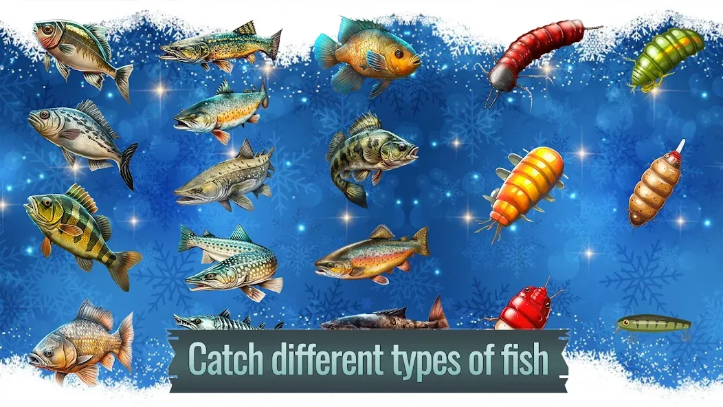 Взломанная Ice fishing game. Catch bass. на Андроид — Больше улова и быстрый прогресс — скриншот 3