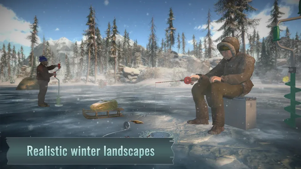 Взломанная Ice fishing game. Catch bass. на Андроид — Больше улова и быстрый прогресс — скриншот 5
