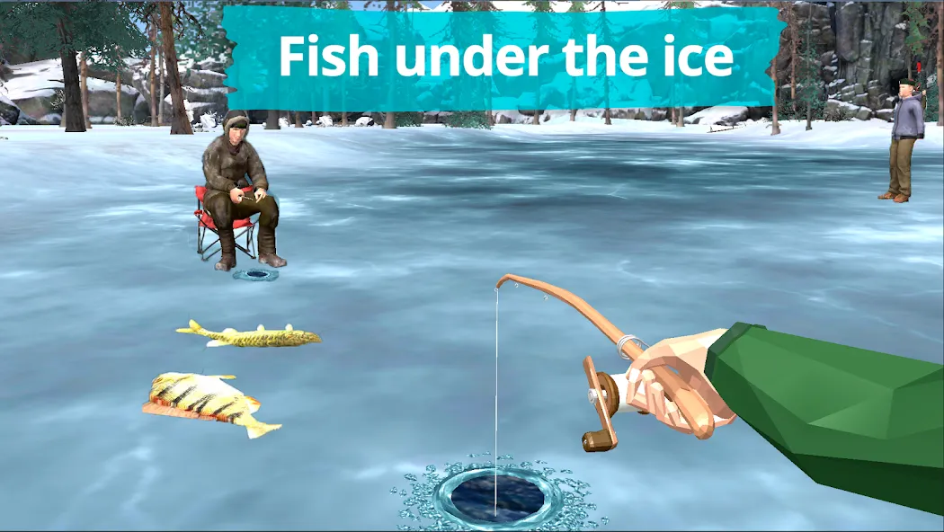 Взломанная Fishing in the Winter. Lakes. на Андроид — Зимняя рыбалка без ограничений — скриншот 1