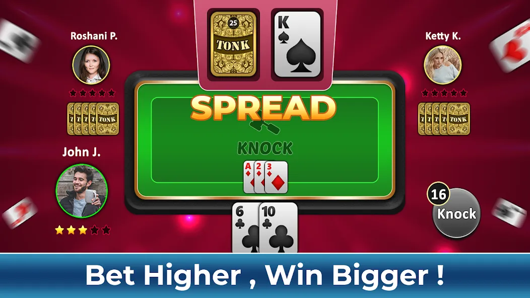Скачать Tonk Rummy Card Game — Модификация Безлимитные монеты и все уровни открыты — скриншот 2