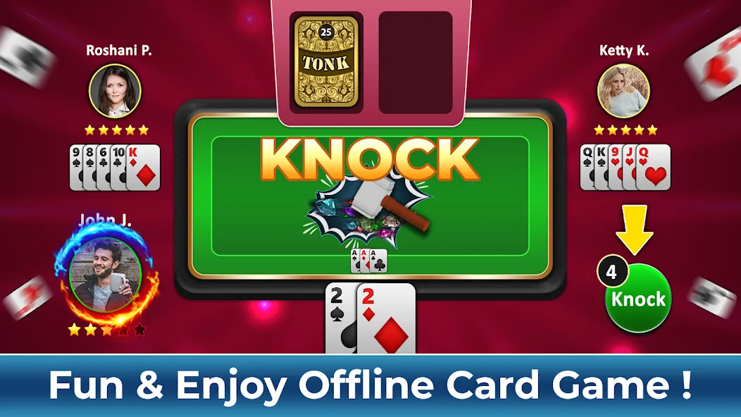 Скачать Tonk Rummy Card Game — Модификация Безлимитные монеты и все уровни открыты — скриншот 5