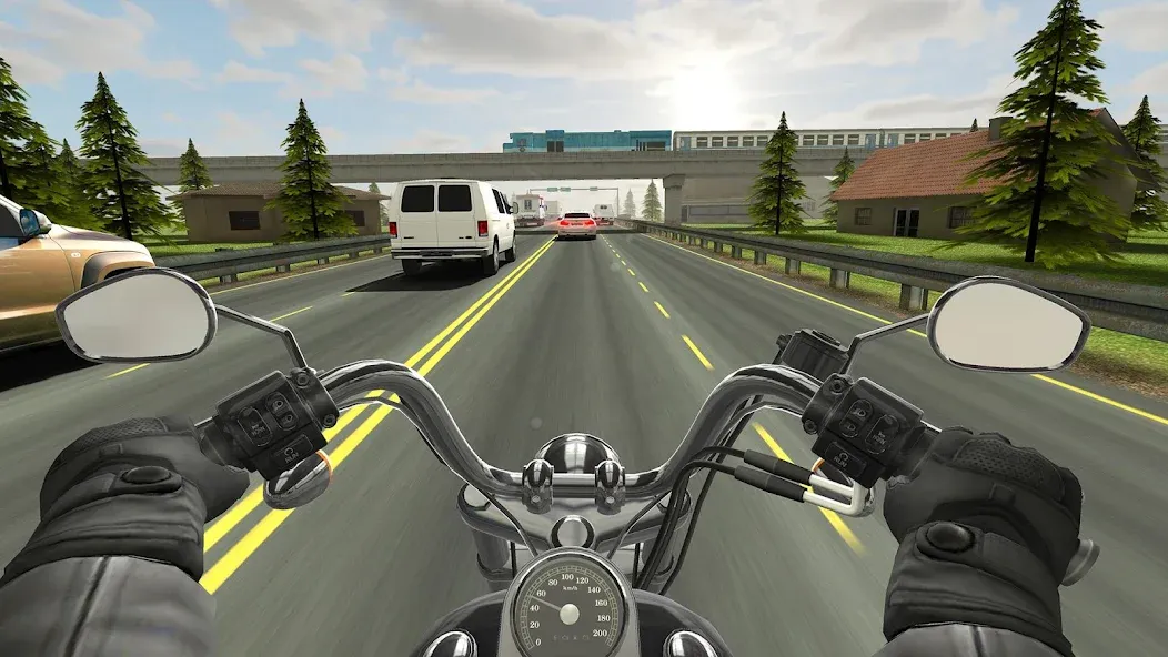 Скачать Traffic Rider (Мод: Безлимитные деньги и все мотоциклы) на Андроид — скриншот 1 Скачать Traffic Rider (Мод: Безлимитные деньги и все мотоциклы) на Андроид — скриншот 1
