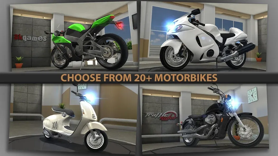 Скачать Traffic Rider (Мод: Безлимитные деньги и все мотоциклы) на Андроид — скриншот 5 Скачать Traffic Rider (Мод: Безлимитные деньги и все мотоциклы) на Андроид — скриншот 5