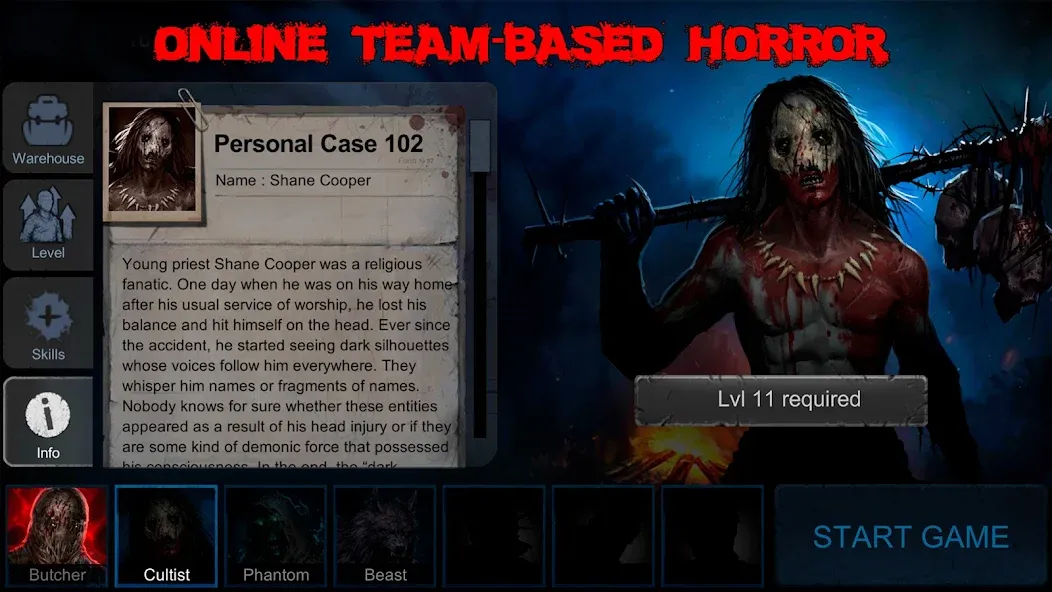 Взлом Horrorfield Multiplayer horror — Безлимитные жизни и открыты персонажи — скриншот 1