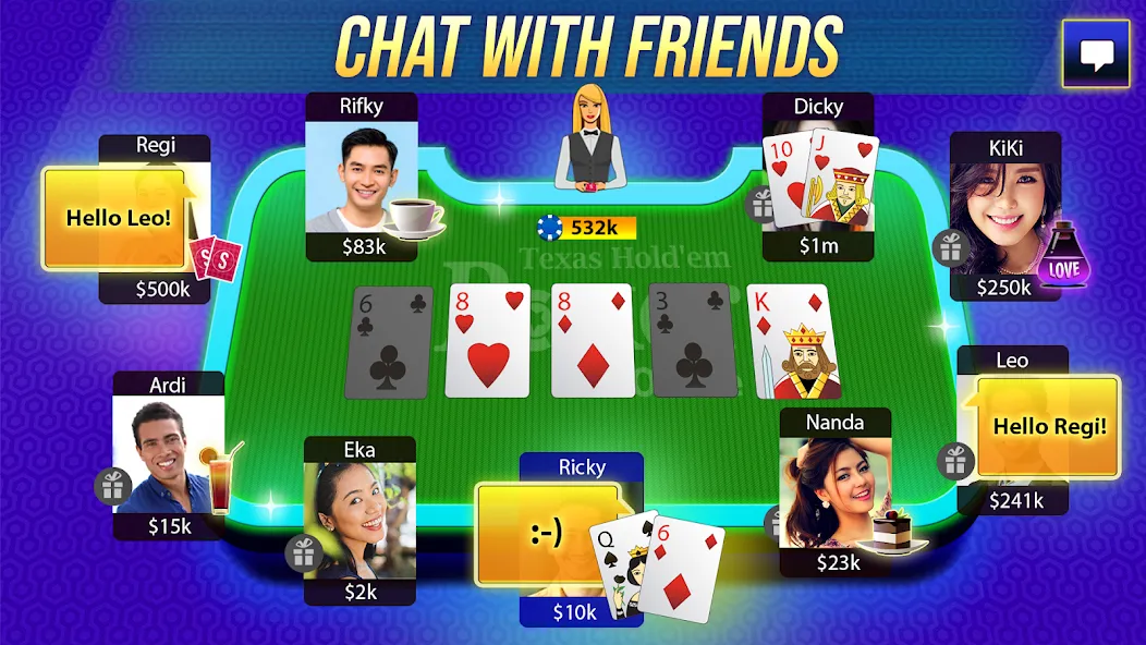 Взломанная Texas Holdem Poker Online на Андроид — Безлимитные фишки и открыты турниры — скриншот 3