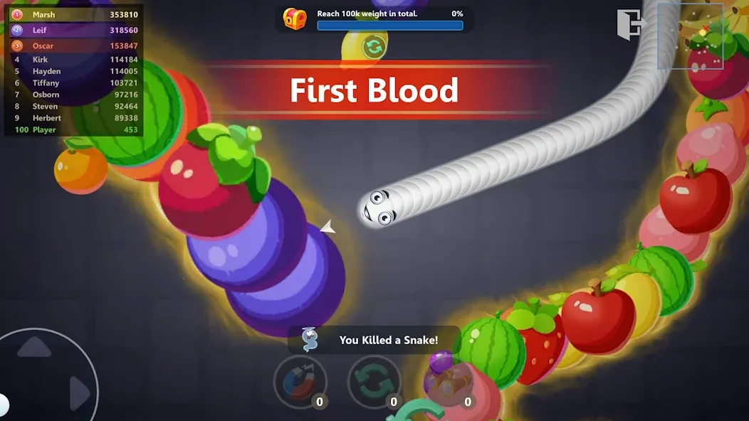 Скачать взломанную Snake War™ Hungry Worm.io Game — Без рекламы и много еды — скриншот 2 Скачать взломанную Snake War™ Hungry Worm.io Game — Без рекламы и много еды — скриншот 2