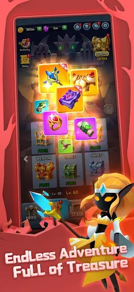 Chest Adventure: Idle RPG Mod APK Много денег и открытые сундуки — Скачать на Андроид — скриншот 1
