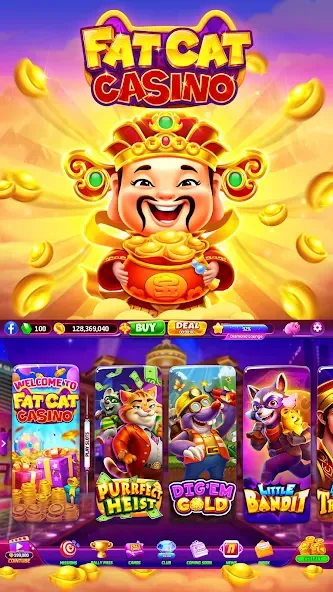 Fat Cat Casino - Slots Game на Андроид — Мод Безлимитные монеты и бонусы — скриншот 2 Fat Cat Casino - Slots Game на Андроид — Мод Безлимитные монеты и бонусы — скриншот 2