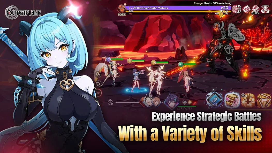 OUTERPLANE - Strategy Anime — Мод: Безлимитные ресурсы и усиленные герои — скриншот 1