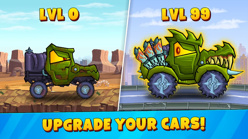 Car Eats Car 3 Hill Climb Race Mod APK Безлимитные деньги и все машины открыты — Скачать на Андроид — скриншот 4