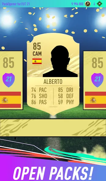 Скачать взломанную Pack Opener for FUT 21 — Безлимитные монеты и редкие паки — скриншот 1