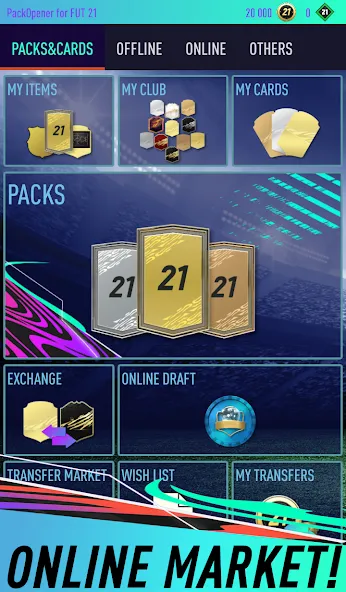 Скачать взломанную Pack Opener for FUT 21 — Безлимитные монеты и редкие паки — скриншот 2