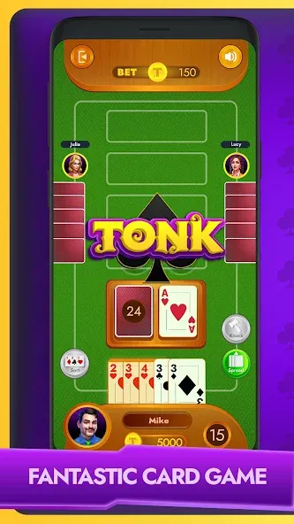 Скачать взлом Tonk - Classic Card Game на Андроид — Безлимитные деньги и подсказки — скриншот 1