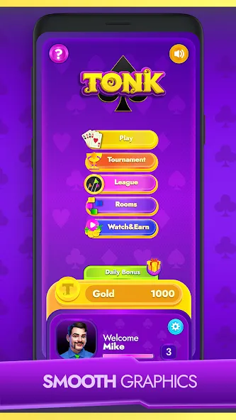 Скачать взлом Tonk - Classic Card Game на Андроид — Безлимитные деньги и подсказки — скриншот 2