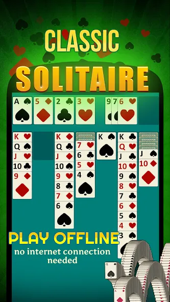 Solitaire - Offline Card Games Mod APK Без рекламы и все карты открыты — Скачать на Андроид — скриншот 1