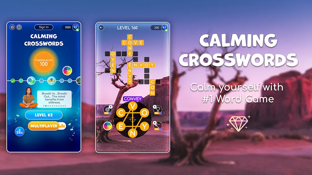 Скачать Calming Crosswords Word Puzzle (Мод: Без рекламы и подсказки бесплатно) на Андроид — скриншот 1