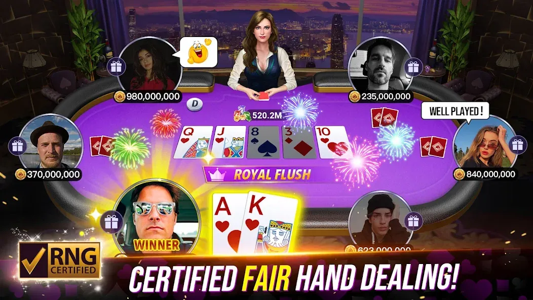 Poker Fever - Win your Fame MOD APK на Android — Бесконечные фишки и удача — скриншот 1