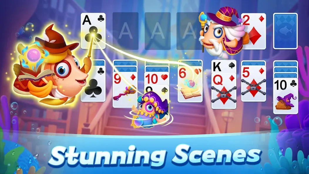 Solitaire 3D Fish MOD APK — Безлимитные монеты и все рыбы открыты — скриншот 3