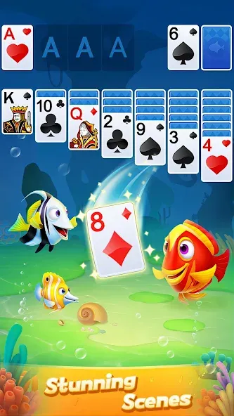 Solitaire 3D Fish MOD APK — Безлимитные монеты и все рыбы открыты — скриншот 4