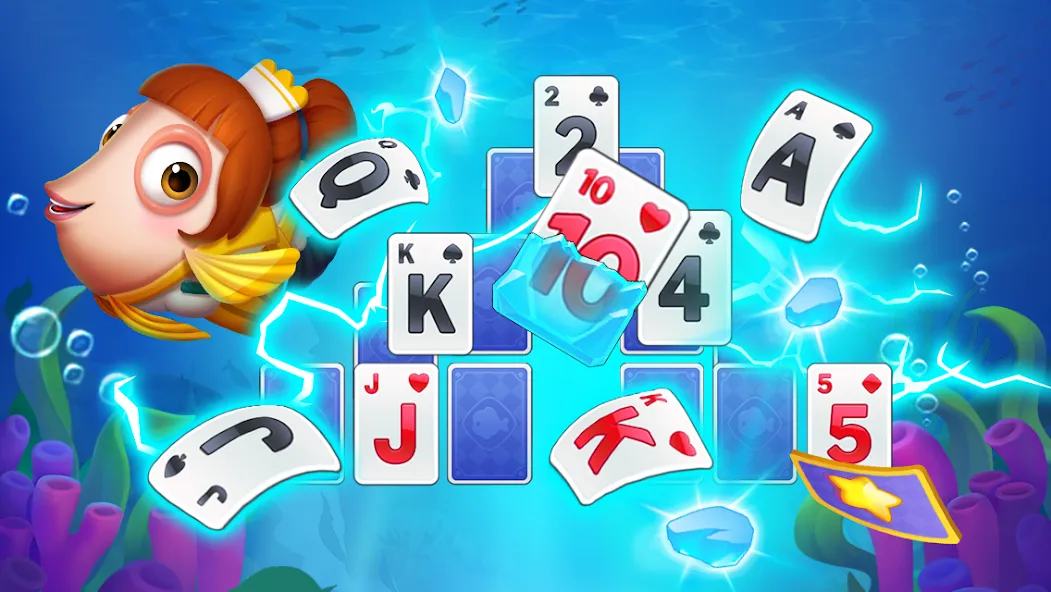 Взломанная Solitaire TriPeaks Fish на Андроид — Безлимитные монеты и бонусы — скриншот 2 Взломанная Solitaire TriPeaks Fish на Андроид — Безлимитные монеты и бонусы — скриншот 2