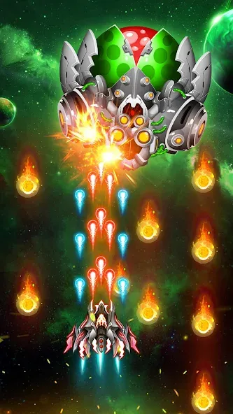 Скачать Space Shooter: Galaxy Attack MOD APK — Безлимитные деньги и мощное оружие — скриншот 4
