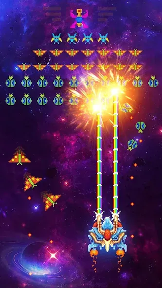 Скачать Space Shooter: Galaxy Attack MOD APK — Безлимитные деньги и мощное оружие — скриншот 5