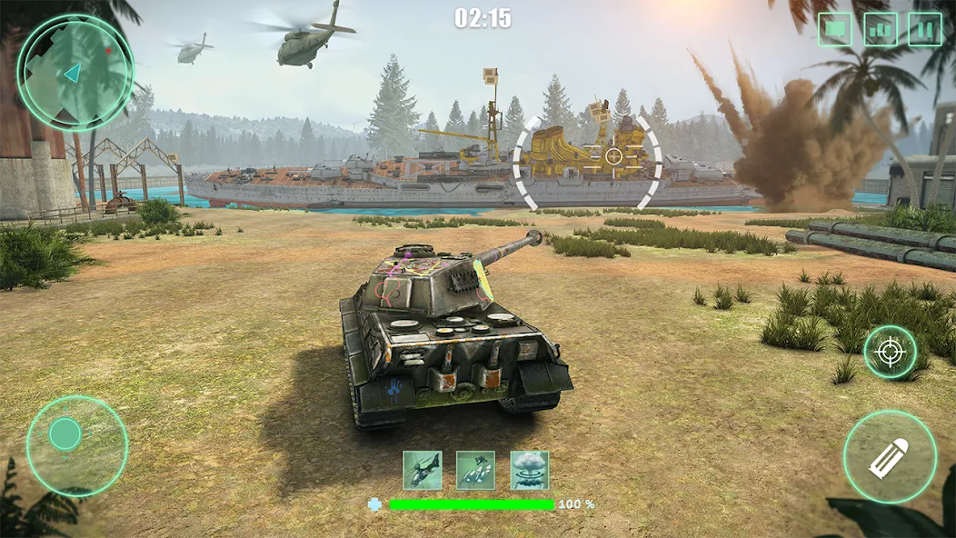 World Tanks War: Offline Games на Андроид — Безлимитные деньги и мощная техника — скриншот 1