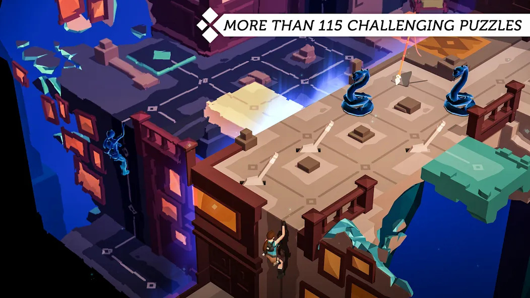 Lara Croft GO — Мод: Безлимитные подсказки и все уровни — скриншот 1