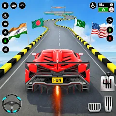 Скачать GT Car Stunt : Ramp Car Stunts (Мод: Безлимитные деньги и все машины) на Андроид