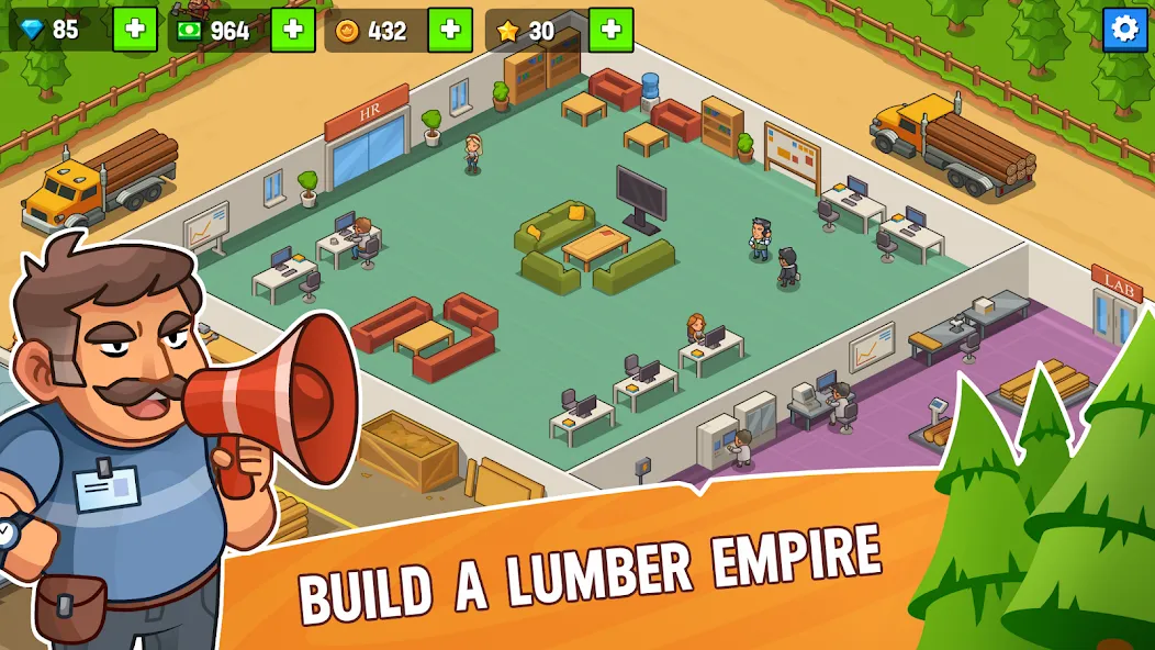 Скачать Lumber Inc Tycoon MOD APK — Безлимитные деньги и ресурсы — скриншот 1 Скачать Lumber Inc Tycoon MOD APK — Безлимитные деньги и ресурсы — скриншот 1