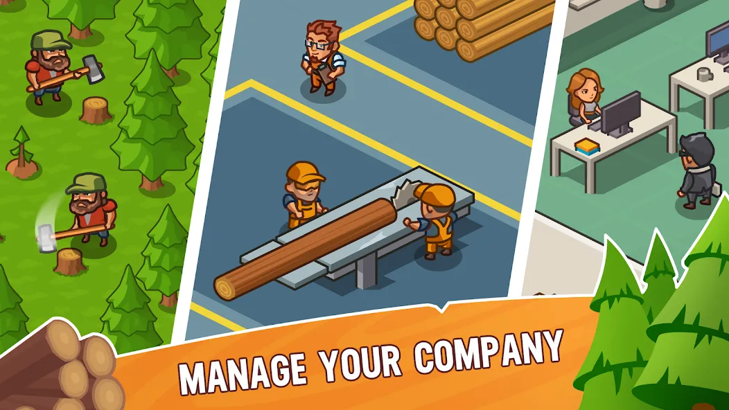 Скачать Lumber Inc Tycoon MOD APK — Безлимитные деньги и ресурсы — скриншот 2 Скачать Lumber Inc Tycoon MOD APK — Безлимитные деньги и ресурсы — скриншот 2