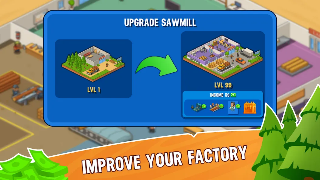 Скачать Lumber Inc Tycoon MOD APK — Безлимитные деньги и ресурсы — скриншот 4 Скачать Lumber Inc Tycoon MOD APK — Безлимитные деньги и ресурсы — скриншот 4