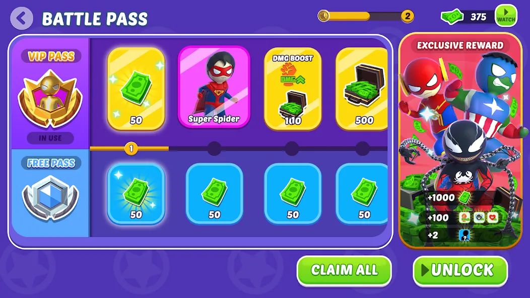 Скачать Stick Hero: Comic Superhero — Модификация Безлимитные монеты и все герои — скриншот 4