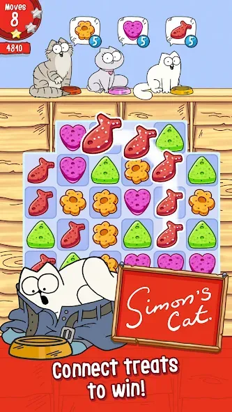 Взломанная Simon’s Cat Crunch Time на Андроид — Безлимитные жизни и монеты — скриншот 1