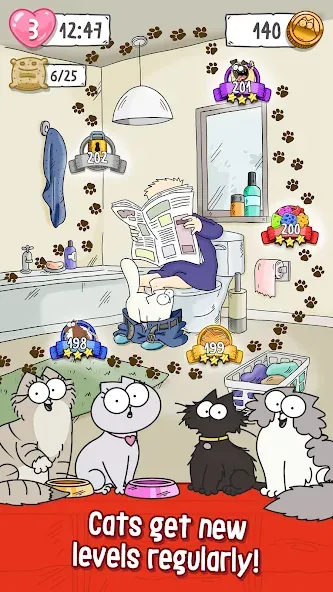 Взломанная Simon’s Cat Crunch Time на Андроид — Безлимитные жизни и монеты — скриншот 3