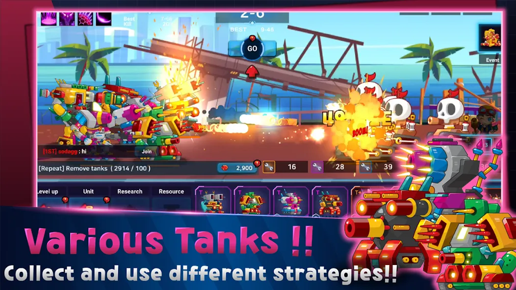 Mini Robot Tank : idle — Мод: Безлимитные деньги и оружие — скриншот 2