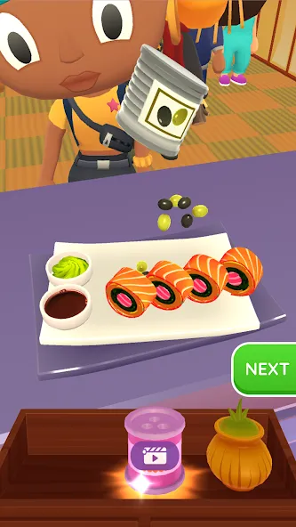 Скачать Sushi Roll 3D - Cooking ASMR на Андроид — Безлимитные деньги и все рецепты — скриншот 3