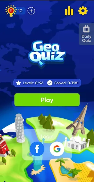 Скачать Geo Quiz: World Geo Trivia (Мод: Открыты все страны и регионы) на Андроид — скриншот 1 Скачать Geo Quiz: World Geo Trivia (Мод: Открыты все страны и регионы) на Андроид — скриншот 1
