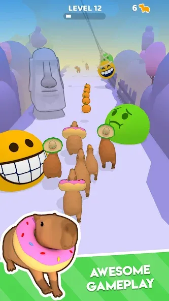Взломанная Capybara Rush на Андроид — Много монет и бонусов — скриншот 2