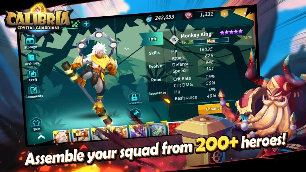 Скачать Calibria: Crystal Guardians MOD APK — Безлимитные кристаллы и усиленные герои — скриншот 1