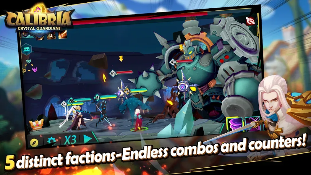 Скачать Calibria: Crystal Guardians MOD APK — Безлимитные кристаллы и усиленные герои — скриншот 2