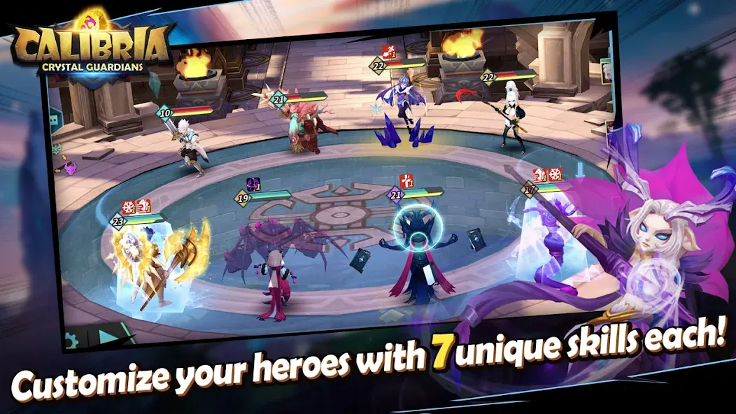 Скачать Calibria: Crystal Guardians MOD APK — Безлимитные кристаллы и усиленные герои — скриншот 3